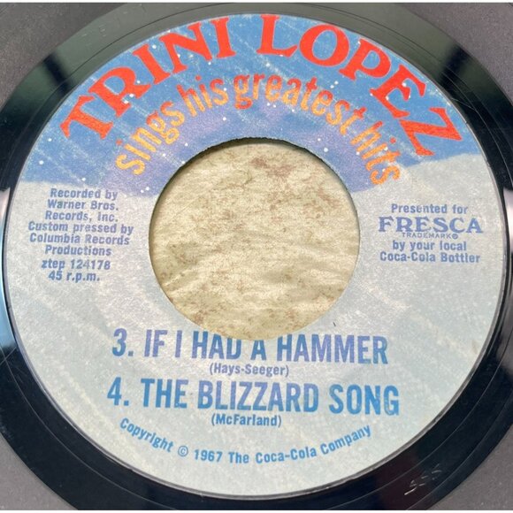Trini Lopez Sings His Greatest Hits 45 Vtg Fresca Advertising Coca Cola Sleeve - Picture 3 of 9